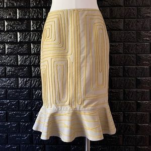 Carolina Herrera Chartreuse Khaki Pencil Skirt